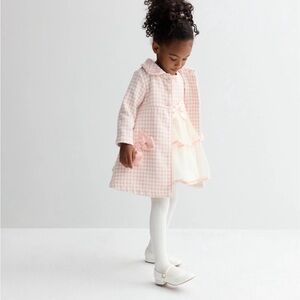 Blueberi Boulevard Pink Houndstooth Pea Coat for Kids
